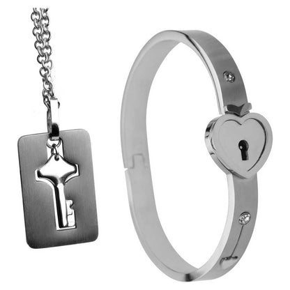 Master Series Cuffed Locking Bracelet And Key Necklace