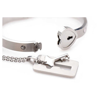 Master Series Cuffed Locking Bracelet And Key Necklace