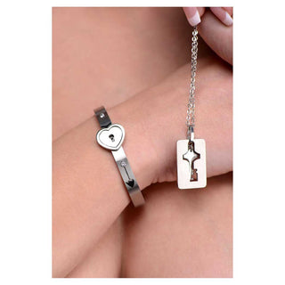 Master Series Cuffed Locking Bracelet And Key Necklace