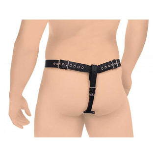 Strict Male Chastity Harness With Silicone Anal Plug