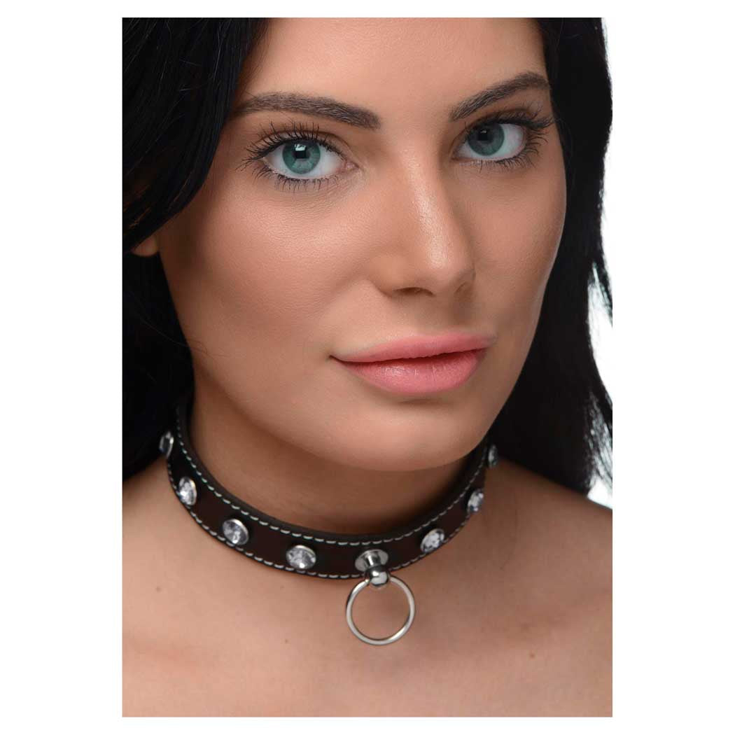 Strict Rhinestone Choker With O Ring Clear Clear