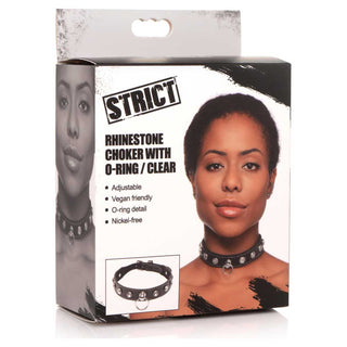 Strict Rhinestone Choker With O Ring Clear Clear