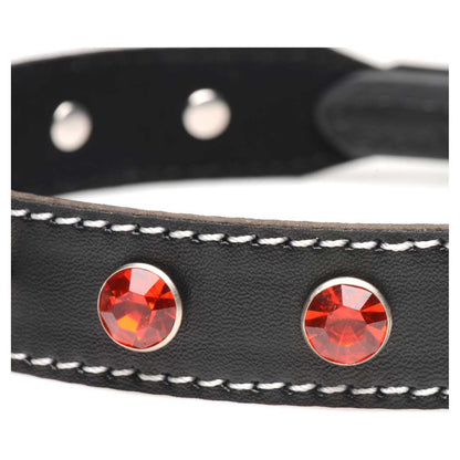 Strict Rhinestone Choker With O Ring Red Red