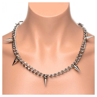 Master Series Punk Spiked Necklace Silver
