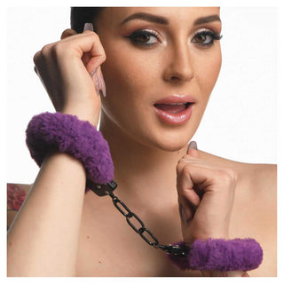 Master Series Cuffed In Fur Furry Handcuffs Purple