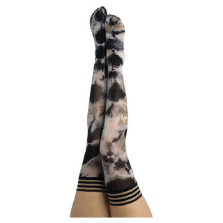 Kixies Mackenzie Black And White Tie Dye Thigh Highs A