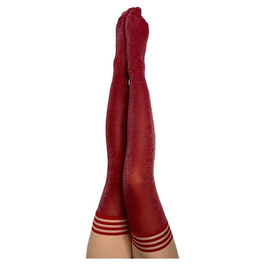 Kixies Shimmer Cranberry Thigh Highs A