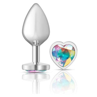 Cheeky Charms Butt Plug Silver Medium Heartclear