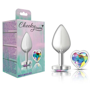 Cheeky Charms Butt Plug Silver Medium Heartclear