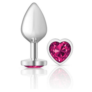 Cheeky Charms Butt Plug Silver Medium Heartbright Pink