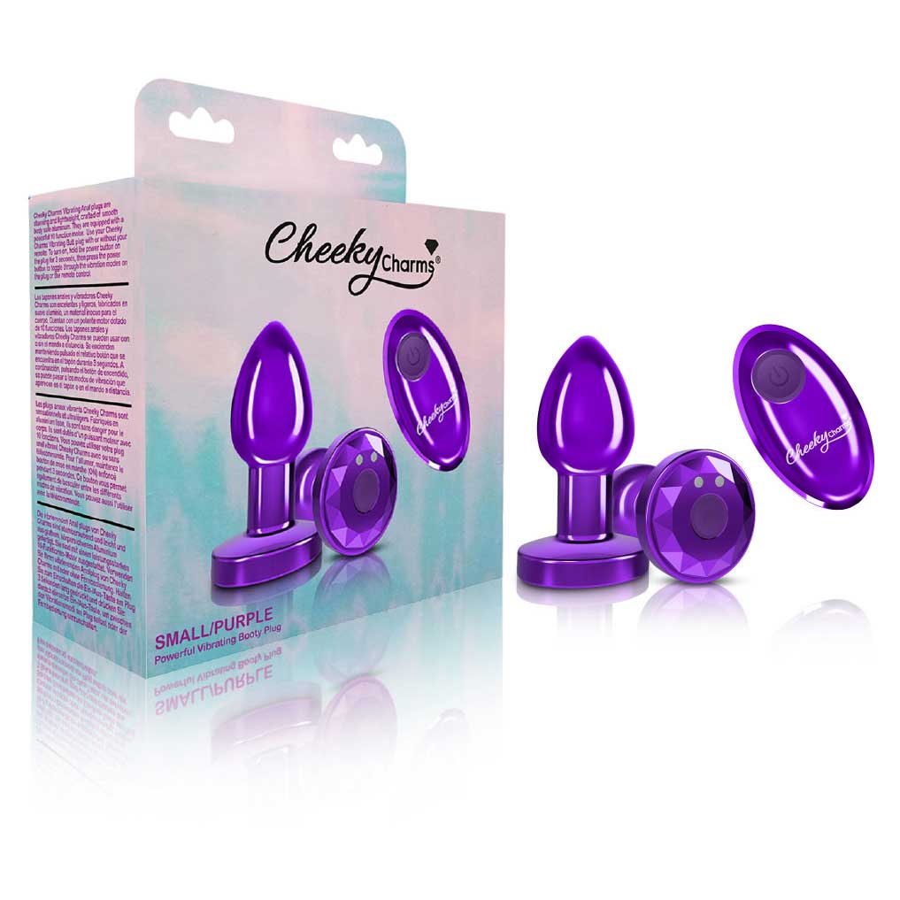 Cheeky Charms Vibrating Butt Plug Purple Small