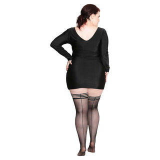 Kixies Lois Sheer Back Seam Thigh Highs C