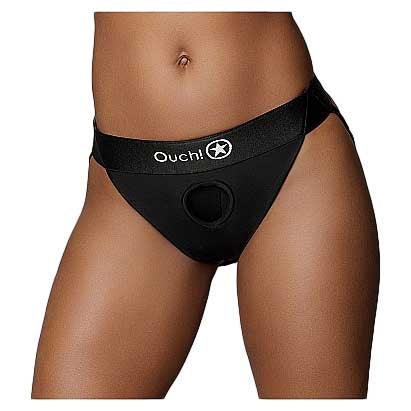 Ouch Vibrating Strap On Panty Harness Black M