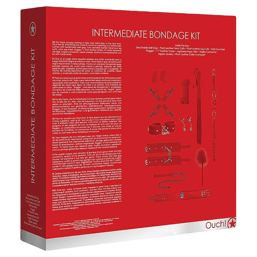 Ouch! 11-Piece Intermediate Bondage Kit Red