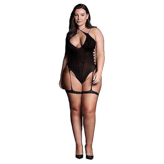 Le Desir Metis Xvi Body With Garters And Crossed Neckline Black Queen Size