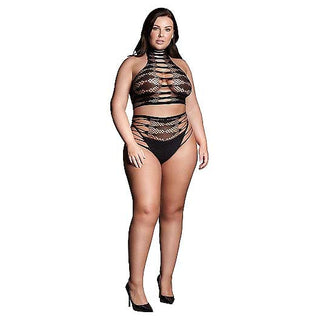 Le Desir Carpo Xlvi Two Piece With Turtleneck Crop Top And Pantie Black Queen Size