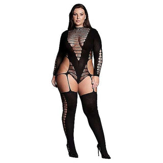 Le Desir Kalyke Xxiii Bodystocking With Turtleneck Black Queen Size
