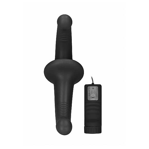 Ouch Vibrating Silicone Strapless Strap On Black
