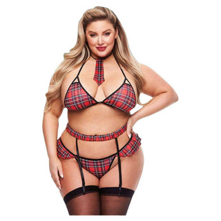 Tp 4Pc Sexy Schoolgirl Set Red Q