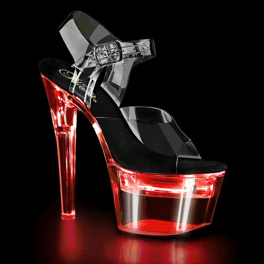 Pleaser Shoes Flashdance-708 7" Heel Platform LED Illuminated Ankle Strap Sandal