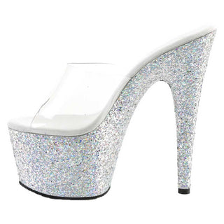 Pleaser Shoes Adore 701LG Platform Slide with Holo Glitter Bottom