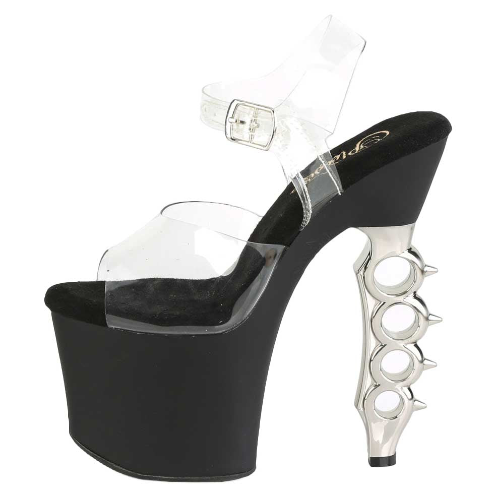 Pleaser Shoes Irongrip708 Clearsilver