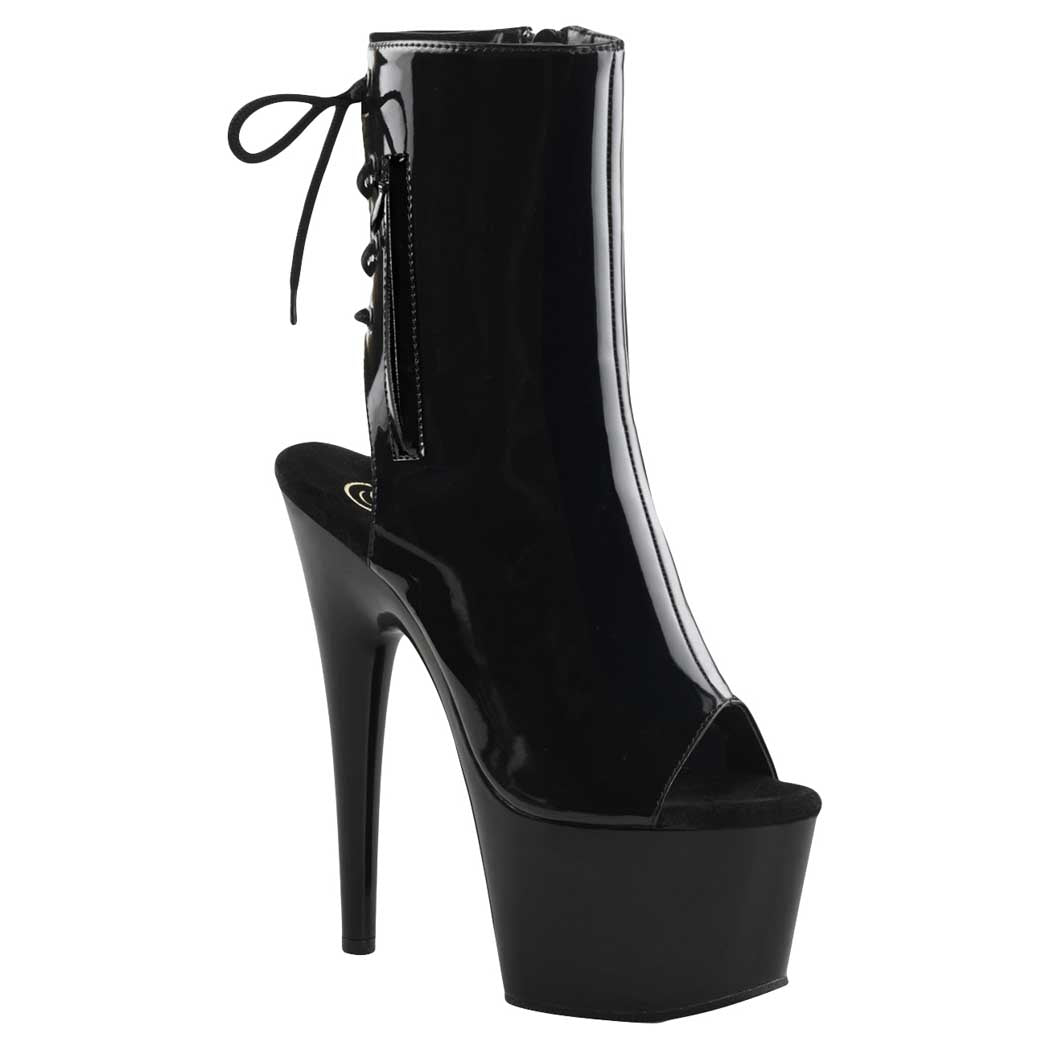 Pleaser Shoes Adore 1018 Open Toe/Heel Back Lace-Up Ankle Boot