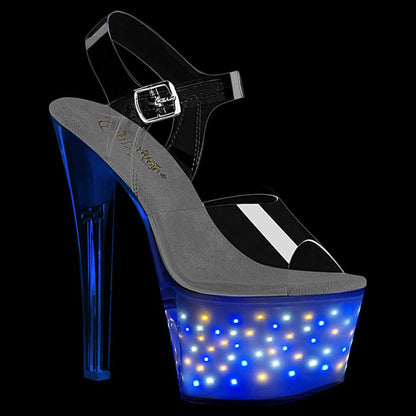 Pleaser Shoes Echolite 708 Platform LED Illuminated Ankle Strap Sandal