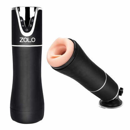 whole view of the zolo automatic blowjob vibrating rechargeable masturbator zo-6031 black