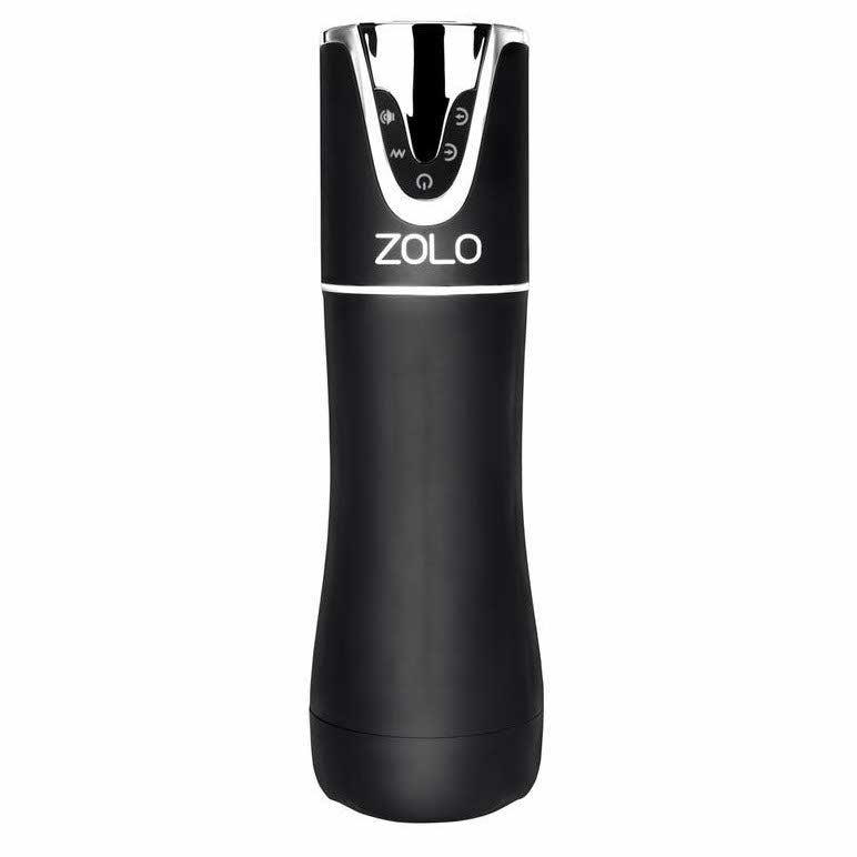 side view of the zolo automatic blowjob vibrating rechargeable masturbator zo-6031 black