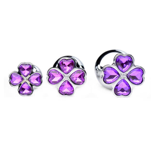 Booty Sparks Violet Flower Gem Anal Plug Set - Silver