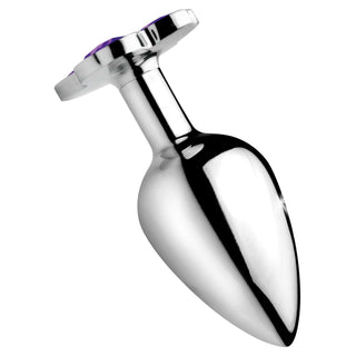 Booty Sparks Violet Flower Gem Anal Plug Set - Silver