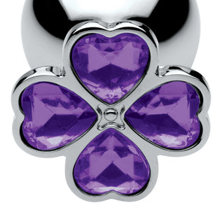 Booty Sparks Violet Flower Gem Anal Plug Set - Silver