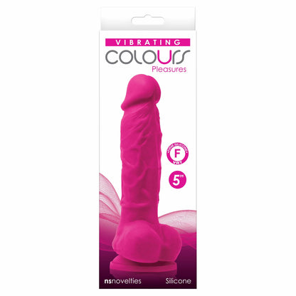packaging of the ns novelties colours pleasures vibrating 5" dildo 5in nsn-0402-24 pink