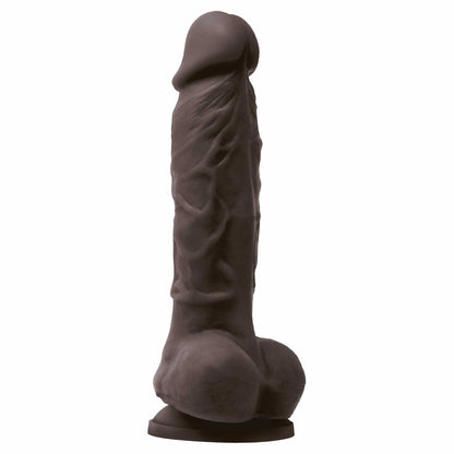 whole view of the ns novelties colours pleasures vibrating 5" dildo 5in nsn-0402-29 dark brown