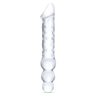 Glas Double Ended Glas Dildo with Anal Beads 12in - Clear