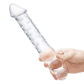 Glas Double Ended Glas Dildo with Anal Beads 12in - Clear