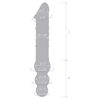 Glas Double Ended Glas Dildo with Anal Beads 12in - Clear