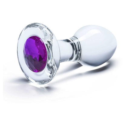 Glas Jewel Anal Plug - Clear/Purple
