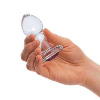 Glas Jewel Anal Plug - Clear/Purple