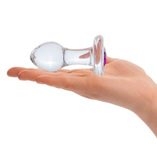 Glas Jewel Anal Plug - Clear/Purple