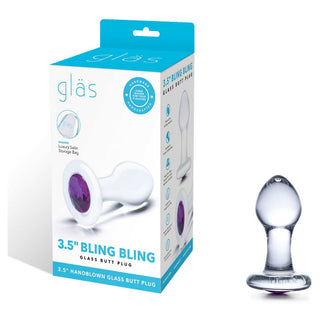 Glas Jewel Anal Plug - Clear/Purple