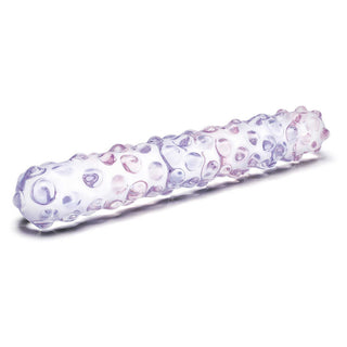 Glas Purple Rose Glass Nubby Dildo 9in - Clear/Pink