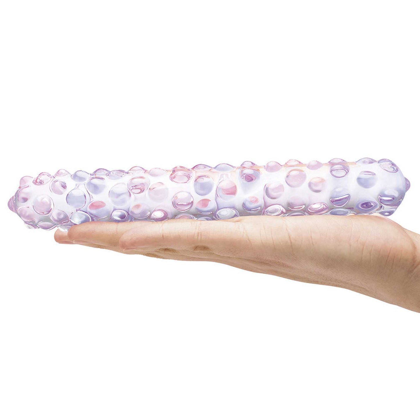 Glas Purple Rose Glass Nubby Dildo 9in - Clear/Pink