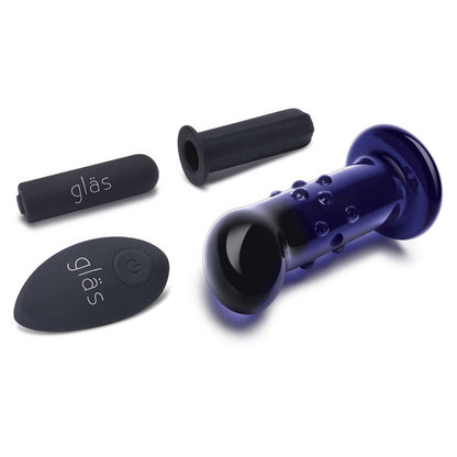 Glas Rechargeable Remote Controlled Vibrating Glass Dotted G-Spot/P-Spot Plug 4in - Blue