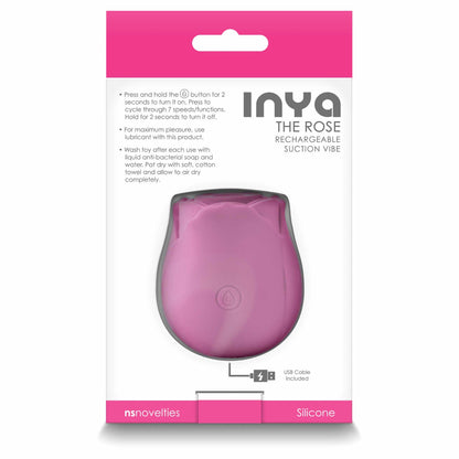 packaging of the ns novelties inya the rose vibrating air pulsator pink