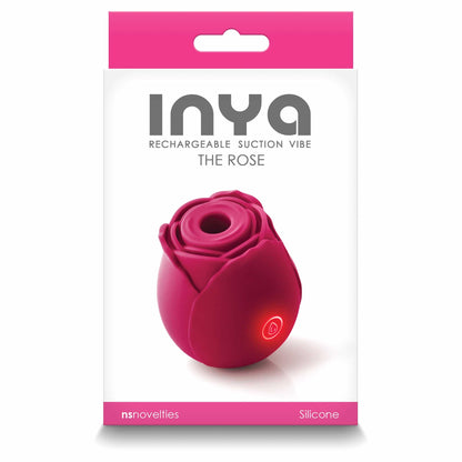 front of the box of the ns novelties inya the rose vibrating air pulsator
