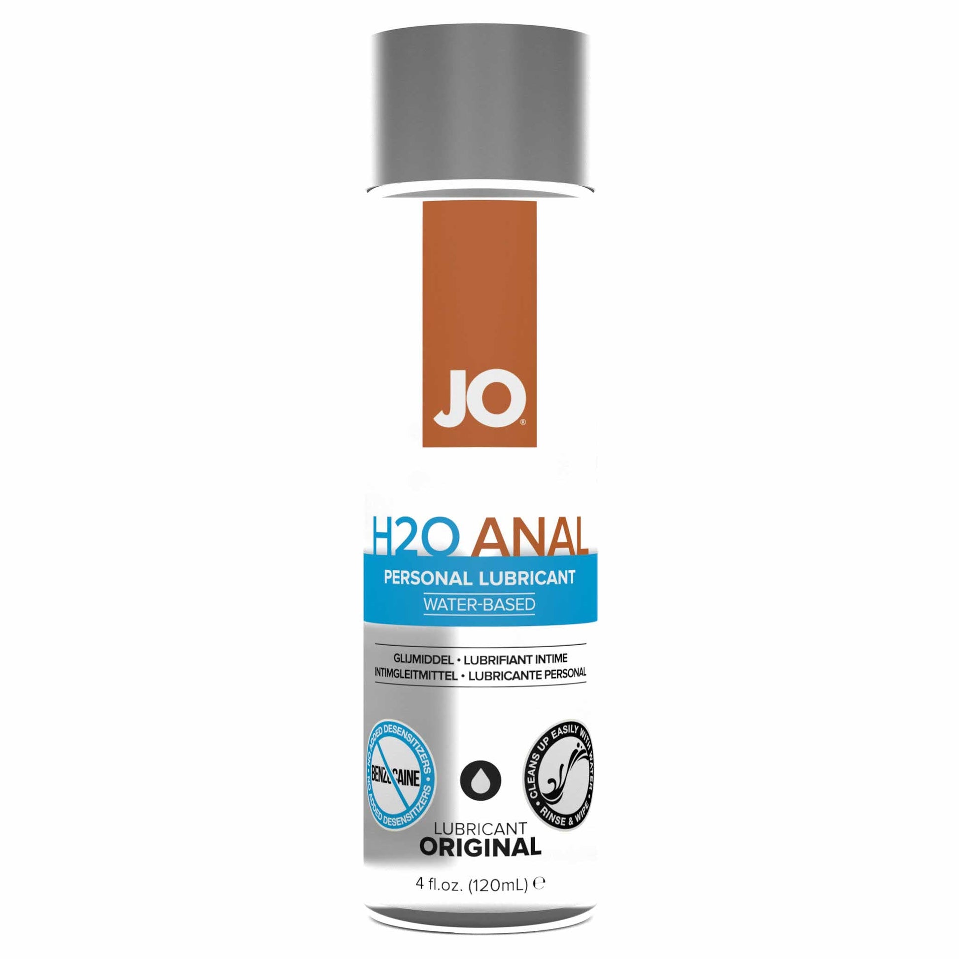 front view of the jo h2o anal water-based personal lubricant original 4oz