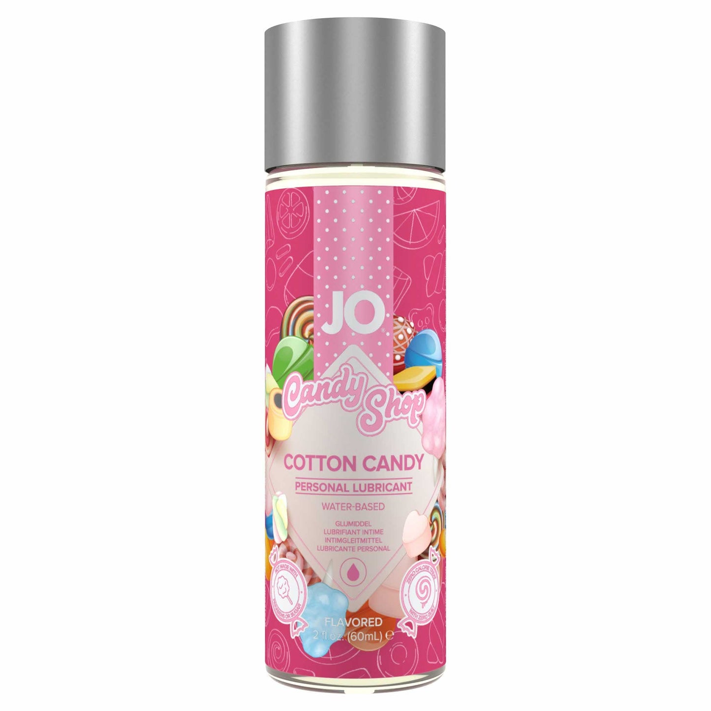 front view of the jo h2o candy shop water-based flavored personal lubricant 2 fl. oz. 4g0631 cotton