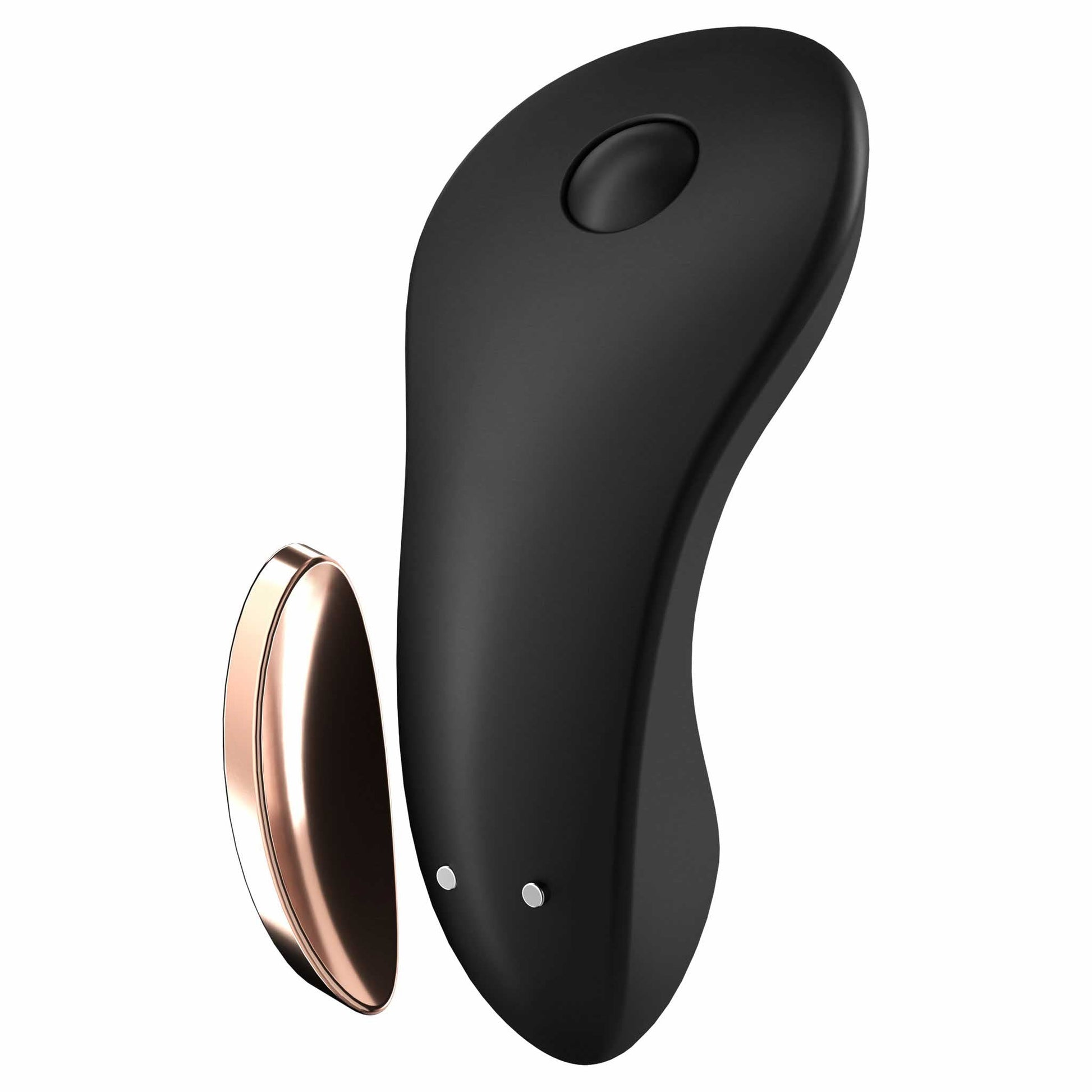 close-up of the charging of the satisfyer little secret remote control panty vibrator sw10116 black
